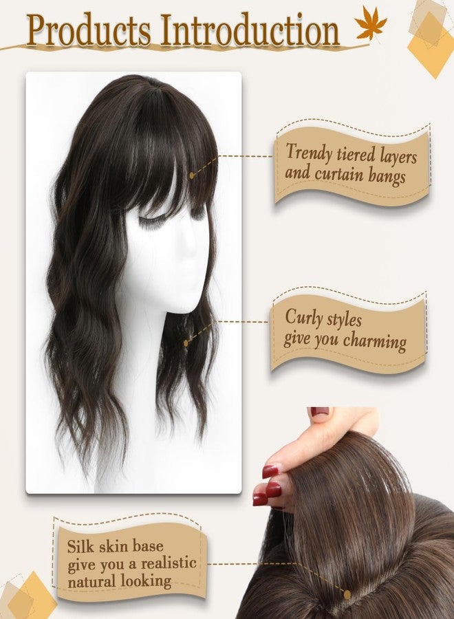 gulagula Hair Toppper 14 inch Wavy Hair Toppers for Women 6.5''X6.5'' Toppers Hairpieces for Women Synthetic hair Extensions for Hairloss - Image 3